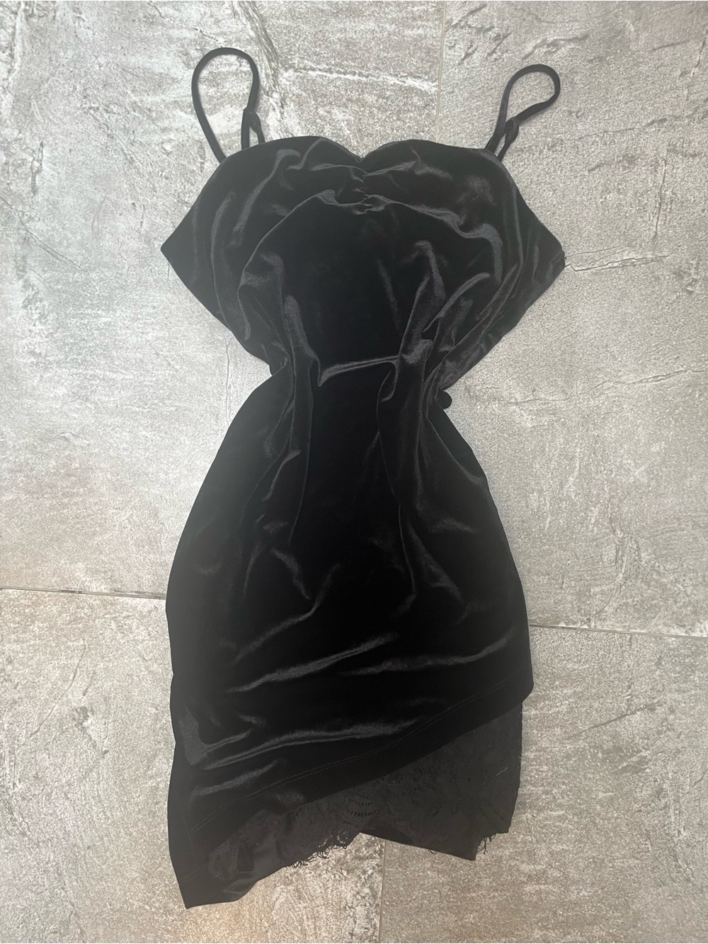 Forever 21 Black Velvet Spaghetti Strap Mini Dress